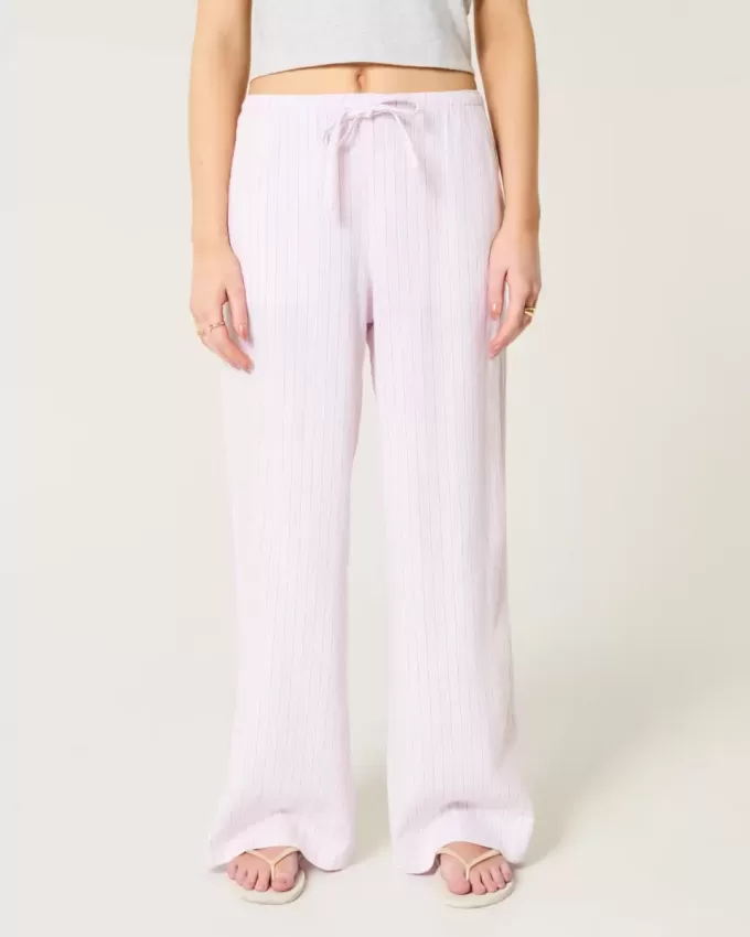 Pantaloni largi cu tragere din amestec de in Pantaloni largi cu tragere din amestec de in