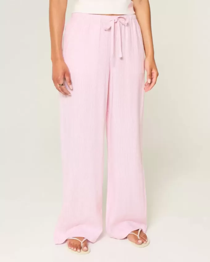 Pantaloni largi cu tragere din amestec de in Pantaloni largi cu tragere din amestec de in