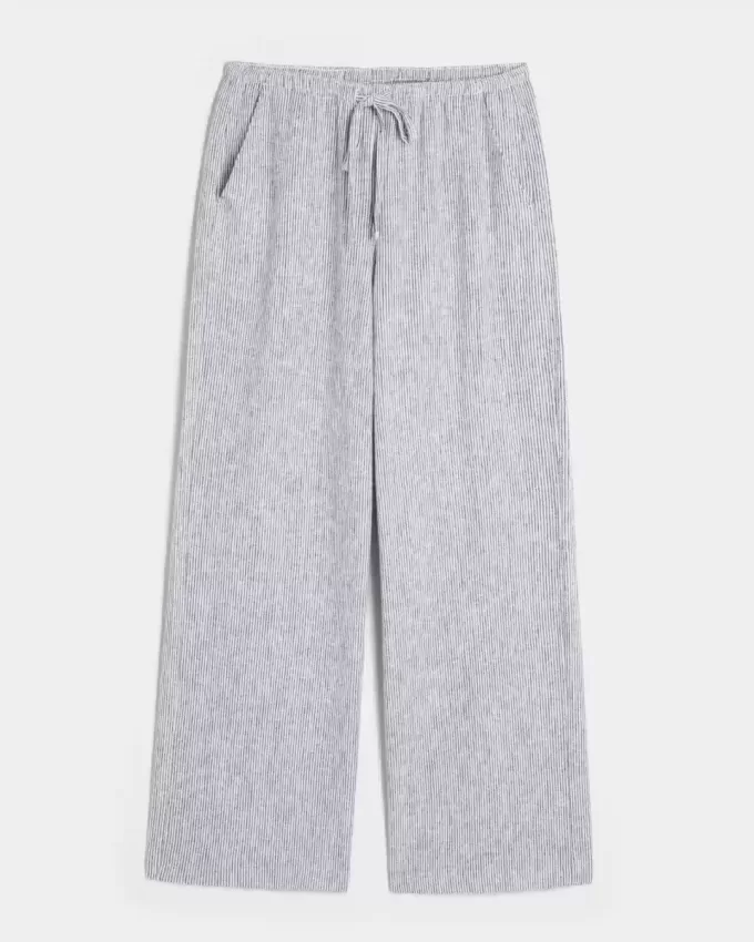 Pantaloni largi cu tragere din amestec de in Pantaloni largi cu tragere din amestec de in