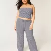 Pantaloni largi cu tragere din tricot Pantaloni largi cu tragere din tricot