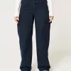 Pantaloni largi de dulgher conici cu talie joasă Pantaloni largi de dulgher conici cu talie joasă
