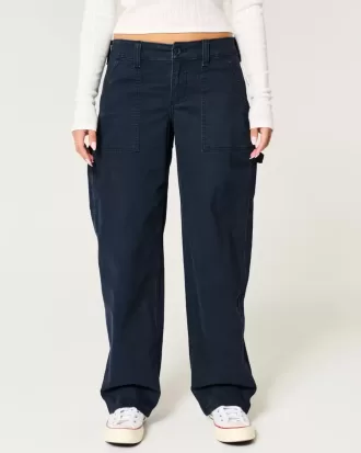 Pantaloni largi de dulgher conici cu talie joasă