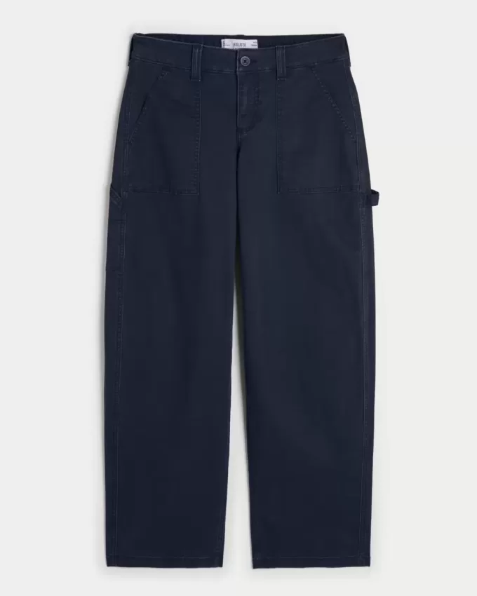 Pantaloni largi de dulgher conici cu talie joasă Pantaloni largi de dulgher conici cu talie joasă