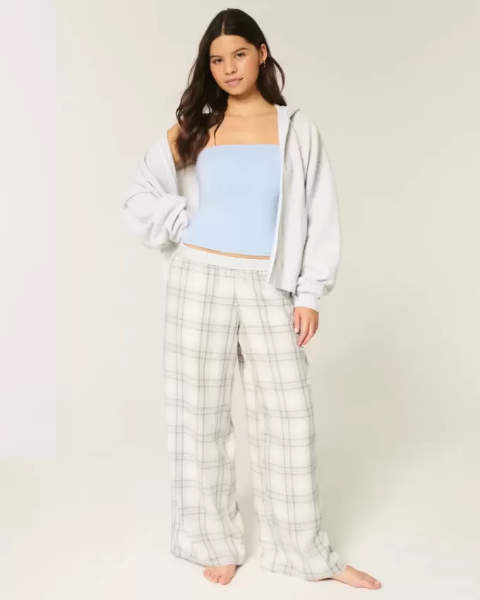Pantaloni largi de flanel Pantaloni largi de flanel