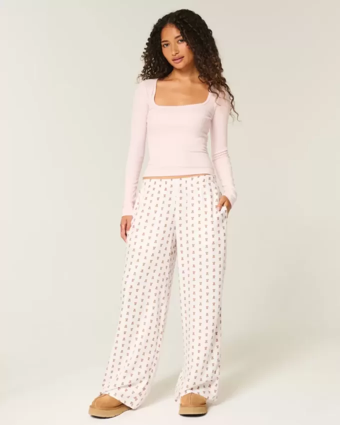 Pantaloni largi de flanel Pantaloni largi de flanel