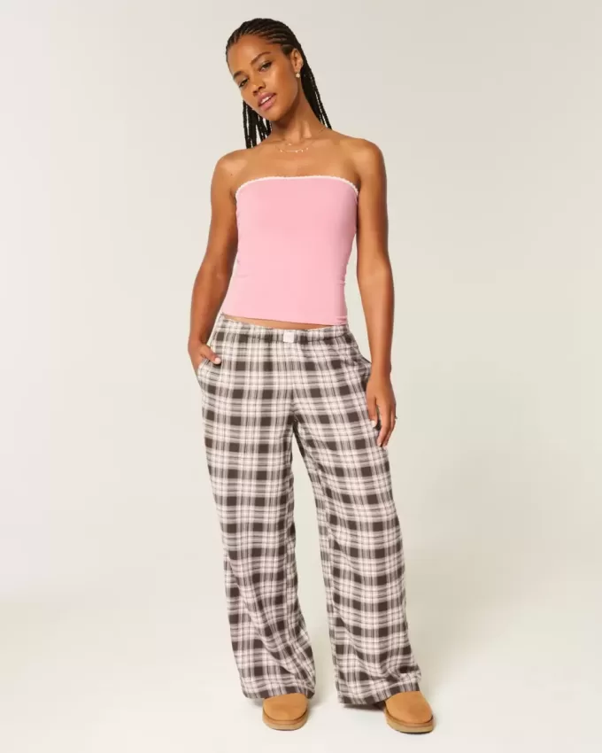 Pantaloni largi de flanel Pantaloni largi de flanel