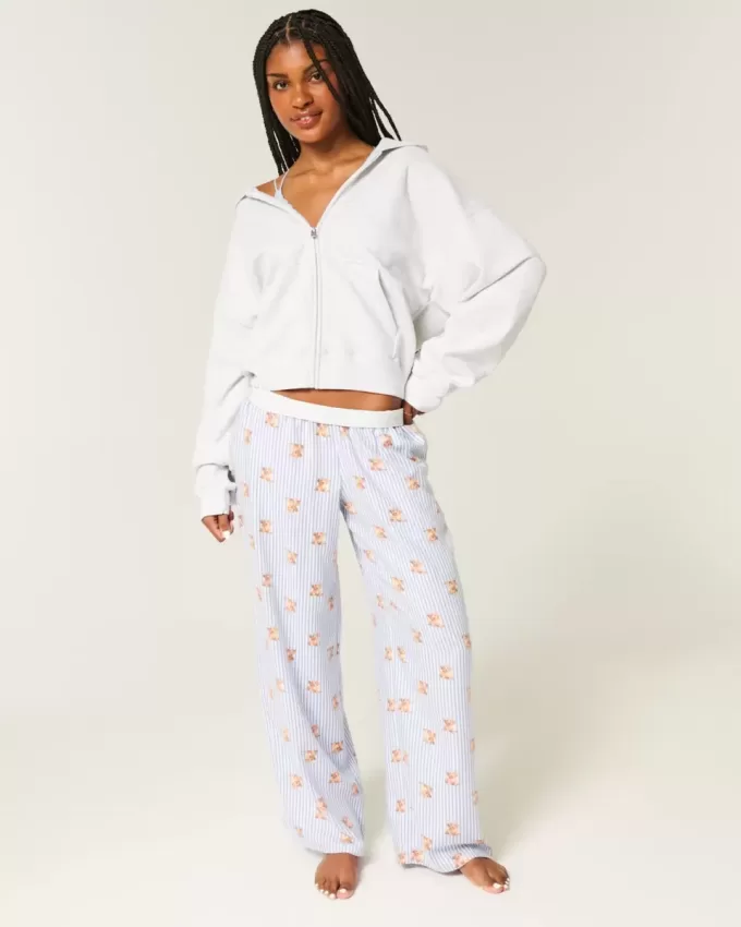 Pantaloni largi de flanel Pantaloni largi de flanel