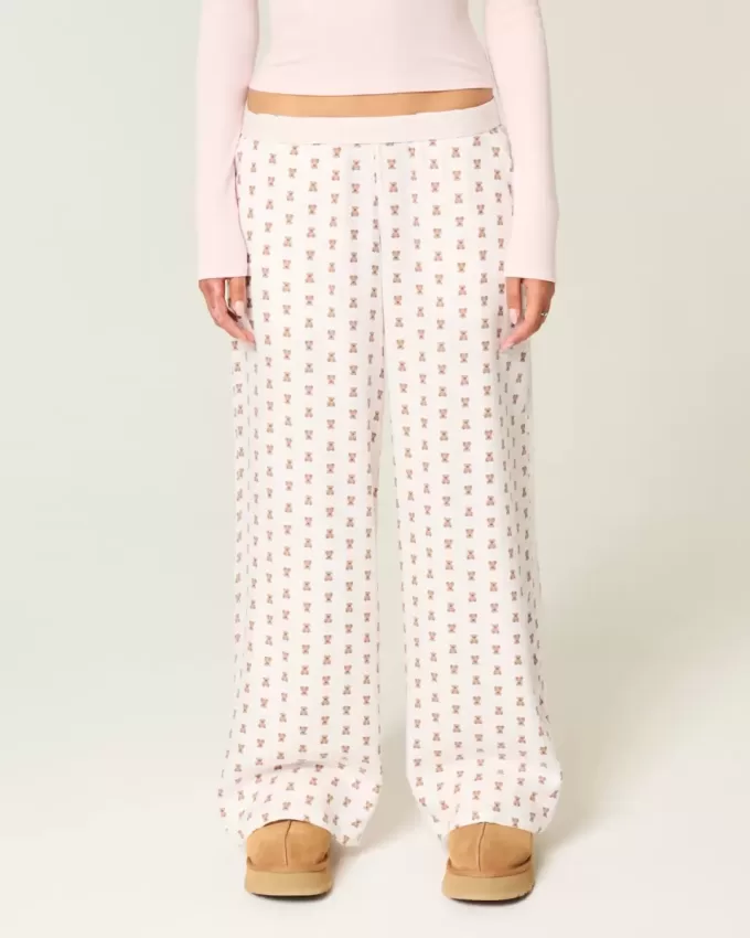Pantaloni largi de flanel Pantaloni largi de flanel