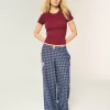 Pantaloni largi din flanel cu grafic numeric Pantaloni largi din flanel cu grafic numeric