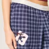 Pantaloni largi din flanel cu grafic numeric Pantaloni largi din flanel cu grafic numeric