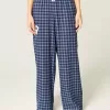 Pantaloni largi din flanel cu grafic numeric Pantaloni largi din flanel cu grafic numeric