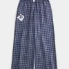Pantaloni largi din flanel cu grafic numeric Pantaloni largi din flanel cu grafic numeric