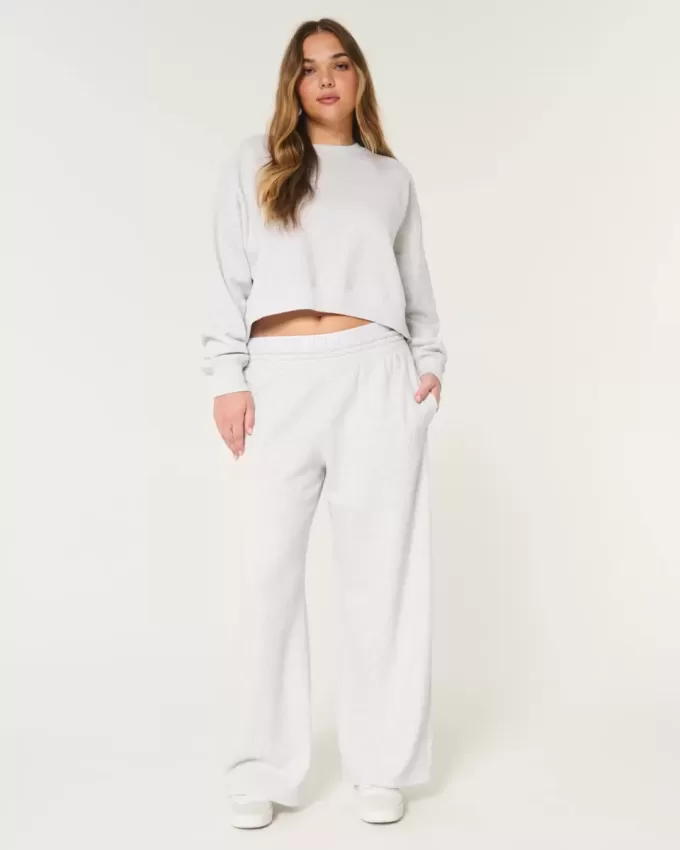 Pantaloni largi din lână cu talie cu logo Pantaloni largi din lână cu talie cu logo