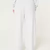 Pantaloni largi din lână cu talie cu logo Pantaloni largi din lână cu talie cu logo