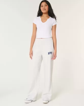 Pantaloni largi din lână grafic NYC