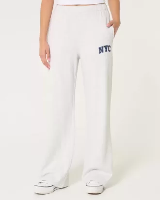 Pantaloni largi din lână grafic NYC