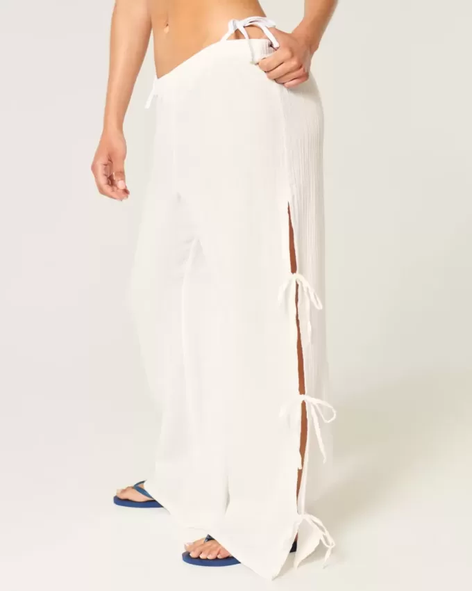 Pantaloni largi din tifon