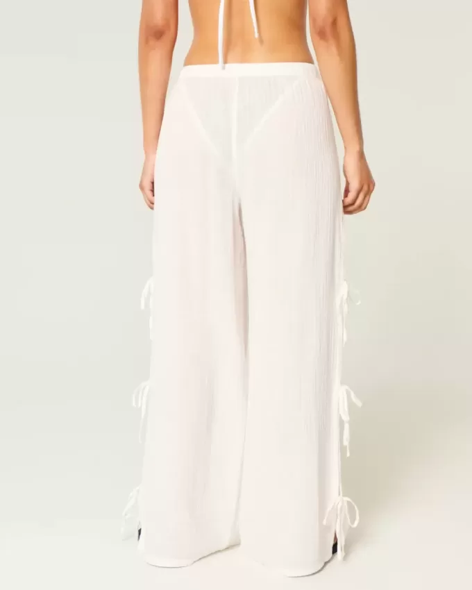 Pantaloni largi din tifon