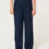 Pantaloni largi Hollister Livvy cu talie înaltă în amestec de in