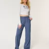 Pantaloni largi Hollister Livvy cu talie ultra înaltă