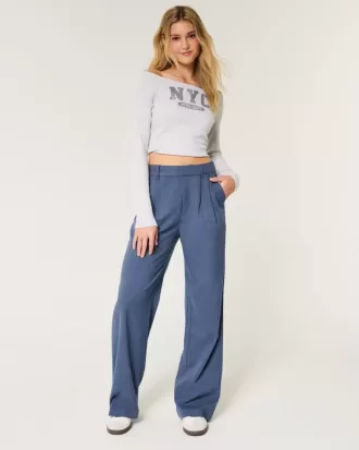 Pantaloni largi Hollister Livvy cu talie ultra înaltă