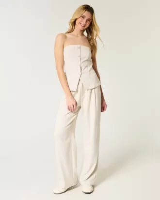Pantaloni largi Hollister Livvy cu talie ultra înaltă