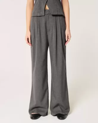 Pantaloni largi Hollister Livvy cu talie ultra înaltă