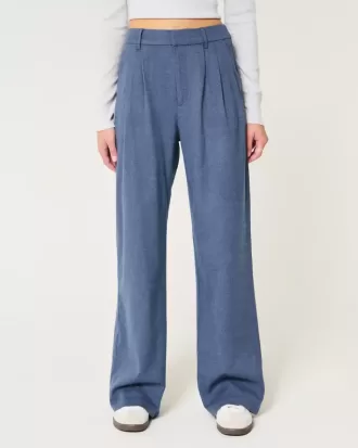 Pantaloni largi Hollister Livvy cu talie ultra înaltă