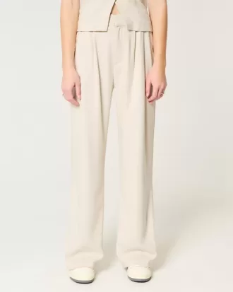 Pantaloni largi Hollister Livvy cu talie ultra înaltă