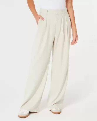 Pantaloni largi Hollister Livvy cu talie ultra înaltă