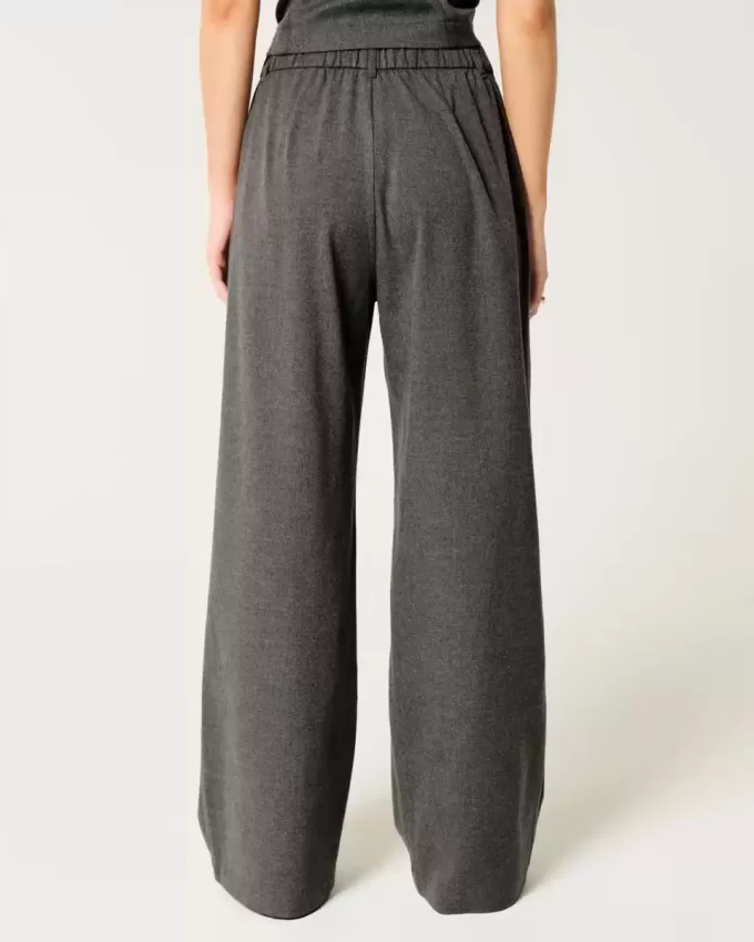 Pantaloni largi Hollister Livvy cu talie ultra înaltă