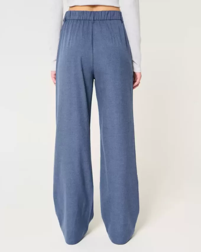 Pantaloni largi Hollister Livvy cu talie ultra înaltă