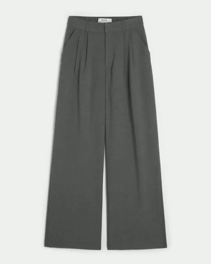 Pantaloni largi Hollister Livvy cu talie ultra înaltă