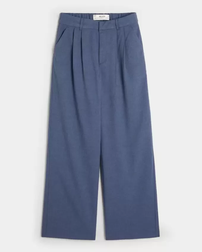 Pantaloni largi Hollister Livvy cu talie ultra înaltă