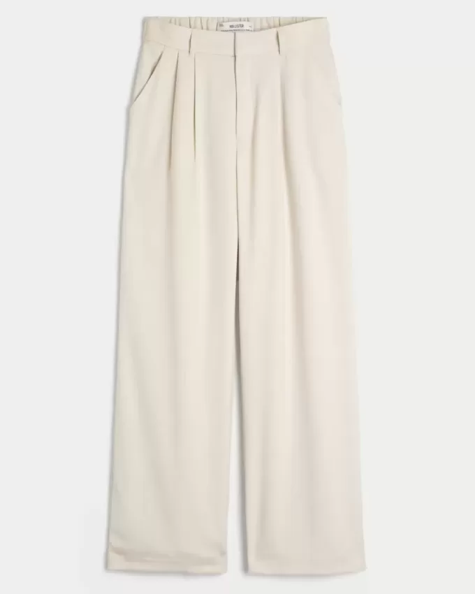 Pantaloni largi Hollister Livvy cu talie ultra înaltă