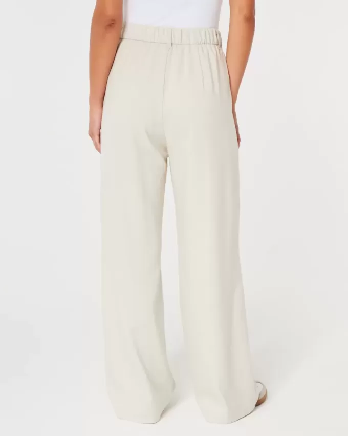 Pantaloni largi Hollister Livvy cu talie ultra înaltă