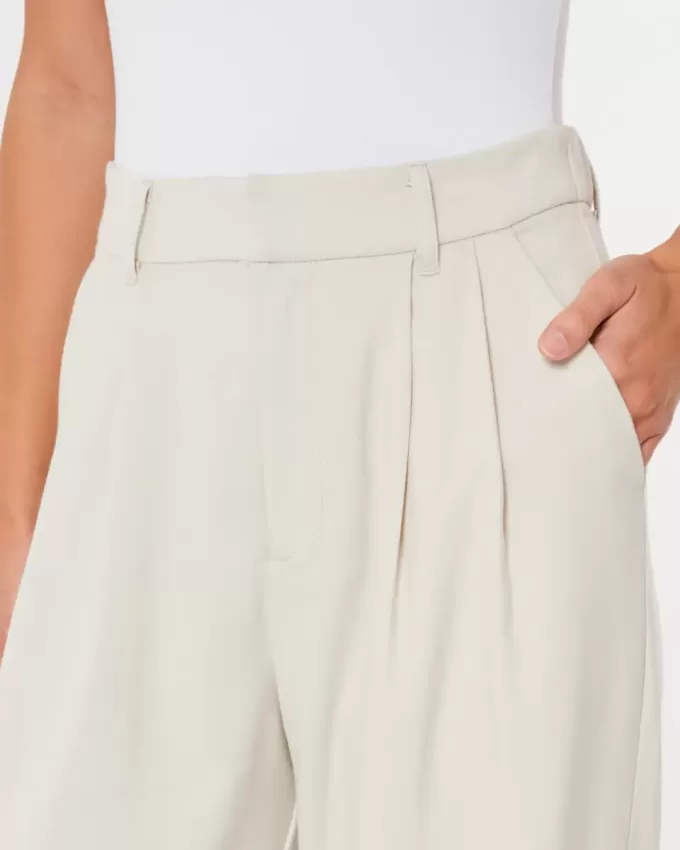 Pantaloni largi Hollister Livvy cu talie ultra înaltă