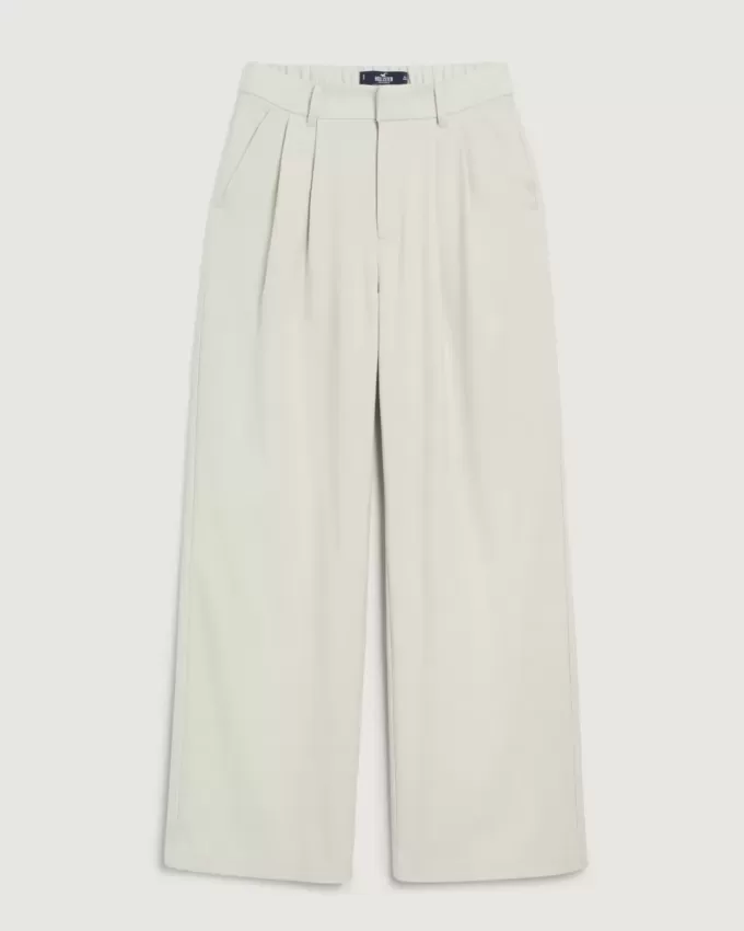 Pantaloni largi Hollister Livvy cu talie ultra înaltă