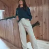 Pantaloni largi Hollister Livvy cu talie ultra înaltă