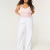 Pantaloni largi Hollister Livvy, cu talie ultra înaltă, din amestec de in
