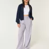 Pantaloni largi Hollister Livvy, cu talie ultra înaltă, din amestec de in