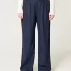 Pantaloni largi Hollister Livvy, cu talie ultra înaltă, din amestec de in