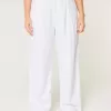 Pantaloni largi Hollister Livvy, cu talie ultra înaltă, din amestec de in