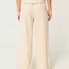 Pantaloni largi Hollister Livvy, cu talie ultra înaltă, din amestec de in