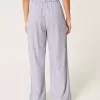 Pantaloni largi Hollister Livvy, cu talie ultra înaltă, din amestec de in