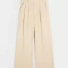 Pantaloni largi Hollister Livvy, cu talie ultra înaltă, din amestec de in