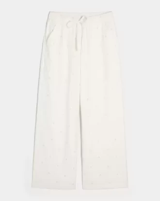 Pantaloni largi Seersucker