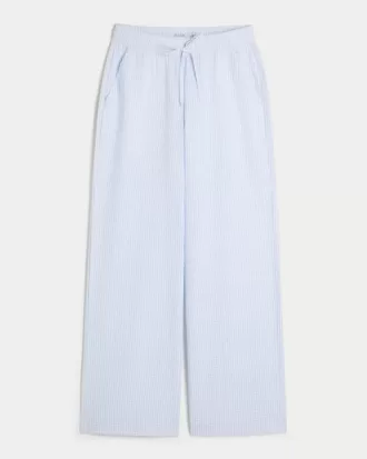 Pantaloni largi Seersucker