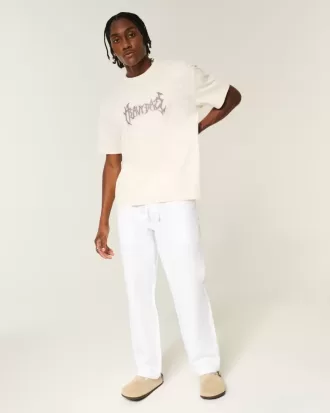 Pantaloni largi Seersucker