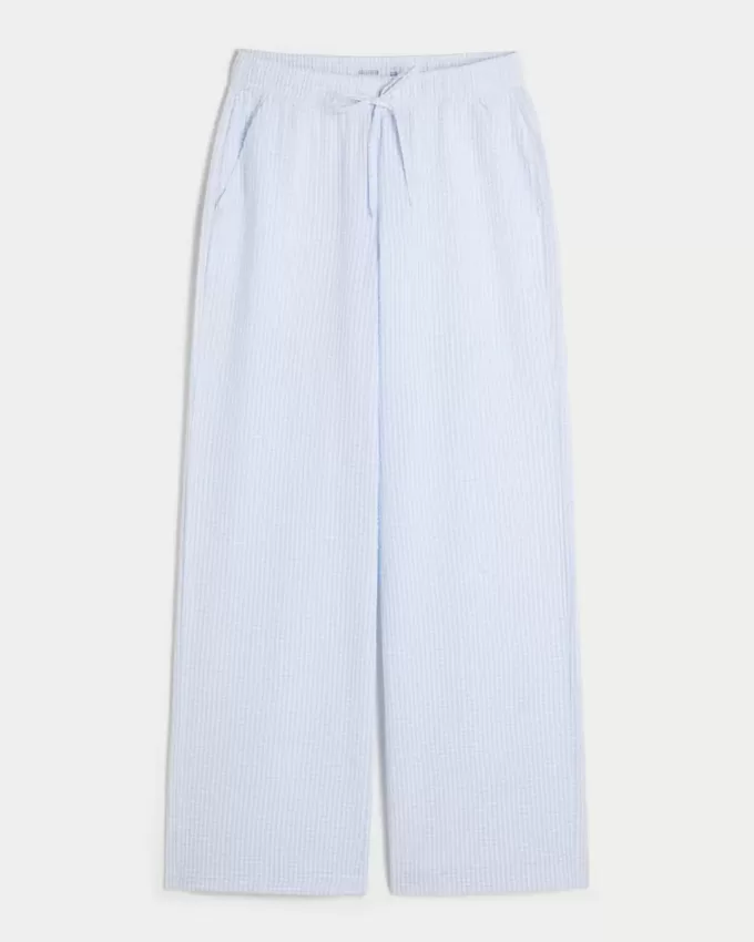 Pantaloni largi Seersucker Pantaloni largi Seersucker